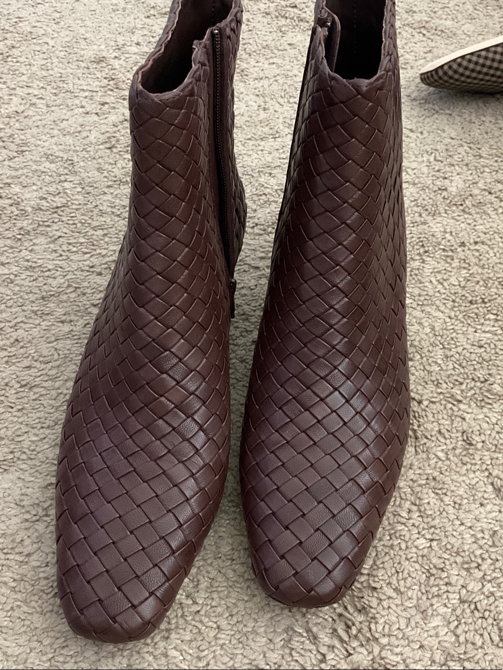 Loeffler Randall Brown Woven Leather Ankle Booties with Kitten Heel - Picture 6 of 9